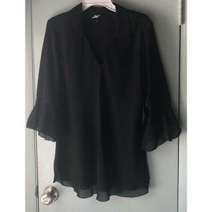 Vintage Michael K sheer butterfly sleeve top v neck made in USA see measurements